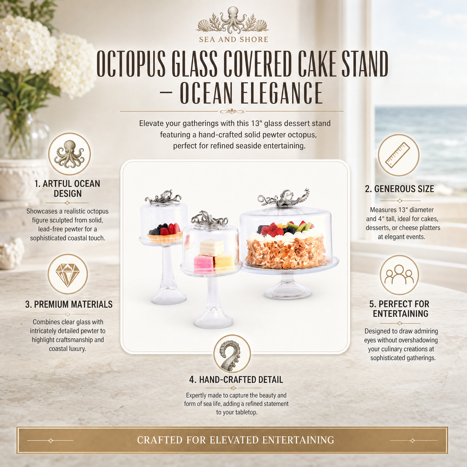 Octopus Glass Covered Cake / Dessert Stand