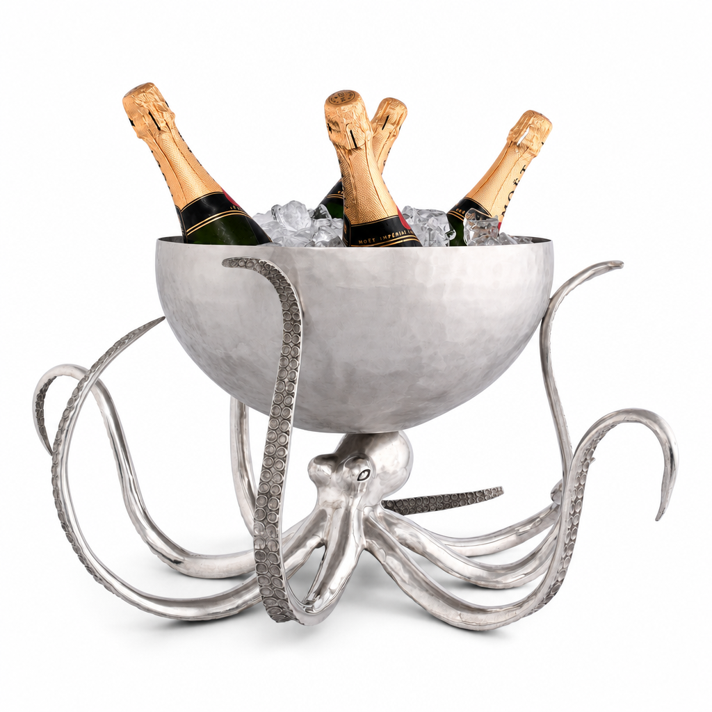 Octopus Pewter Steel Ice Tub Punchbowl 1