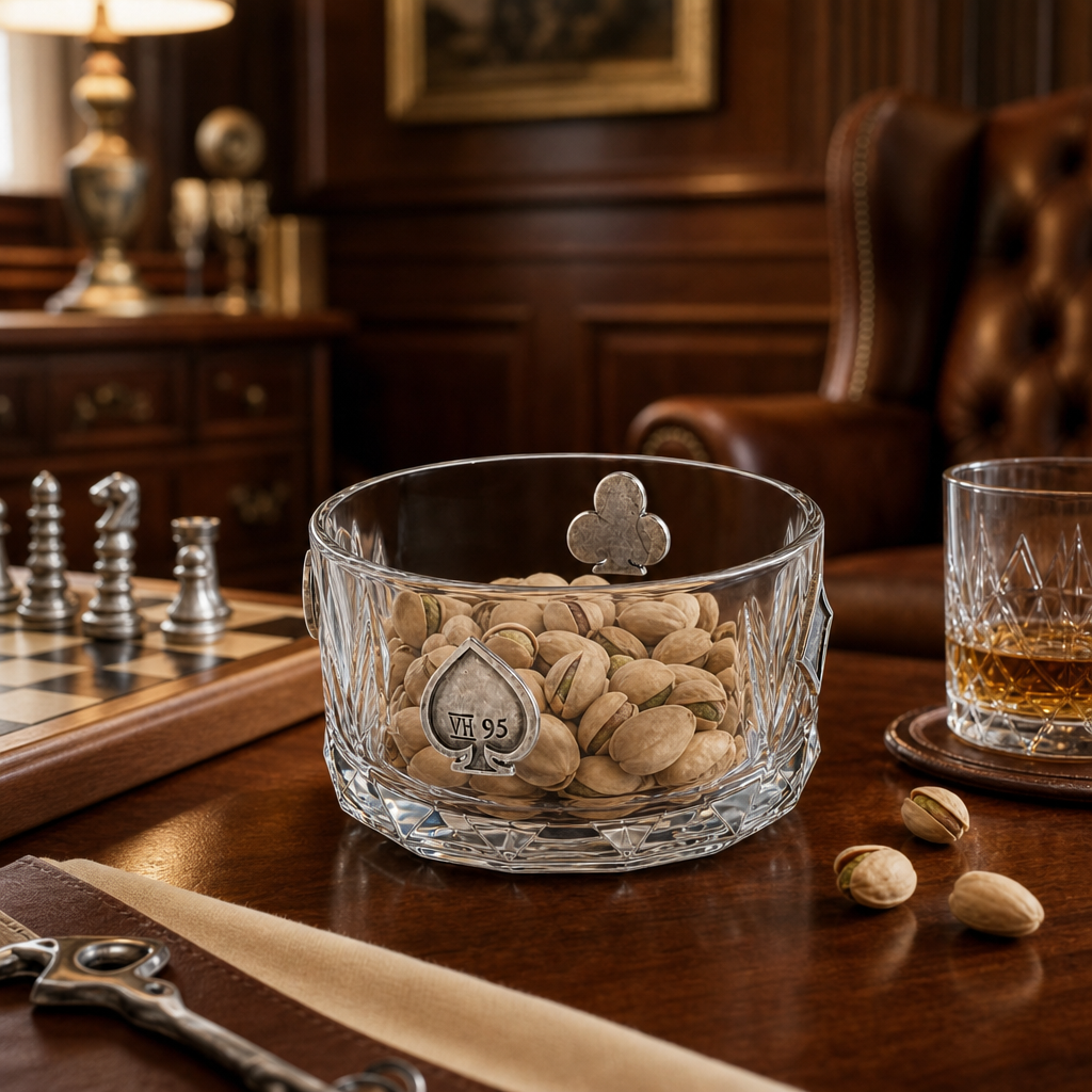 Gaming Suits Hatched Glass Nut Bowl 6