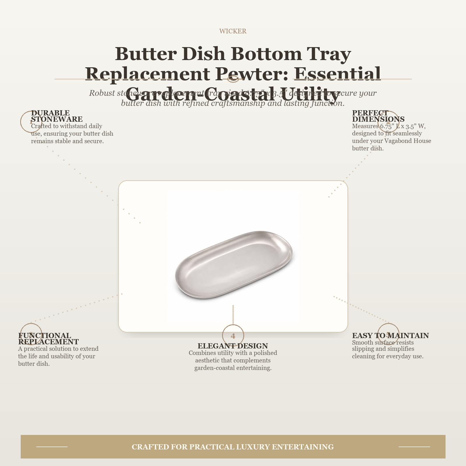 Butter Dish Bottom Tray Replacement Pewter: Essential Garden-Coastal Utility