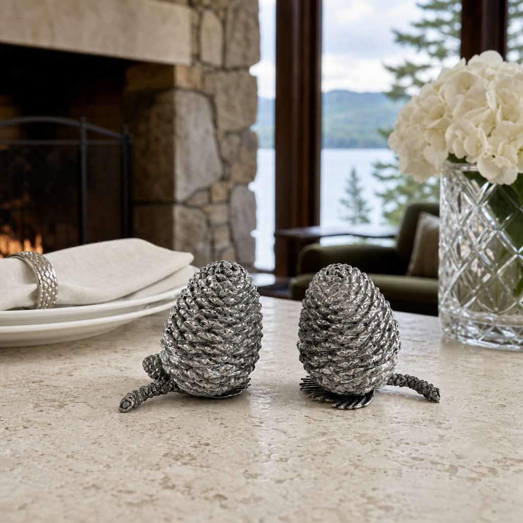 Pewter Pine Cones Salt & Pepper Set 7