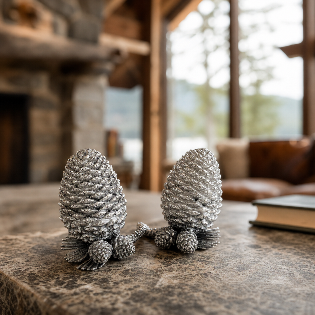 Pewter Pine Cones Salt & Pepper Set 1