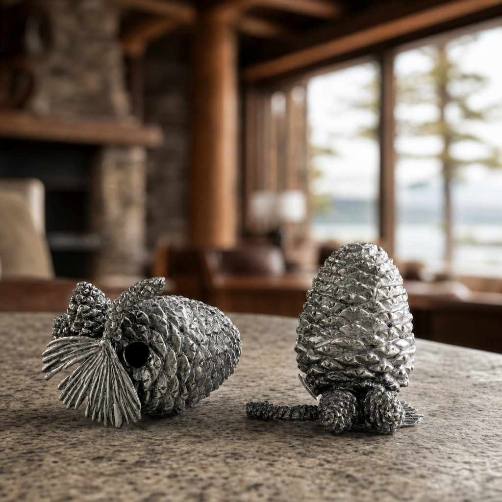 Pewter Pine Cones Salt & Pepper Set 5