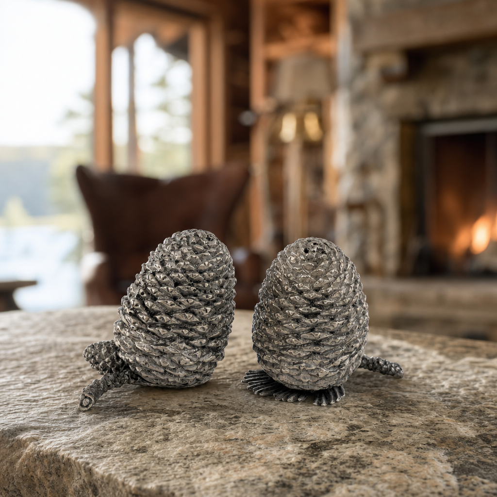 Pewter Pine Cones Salt & Pepper Set 4