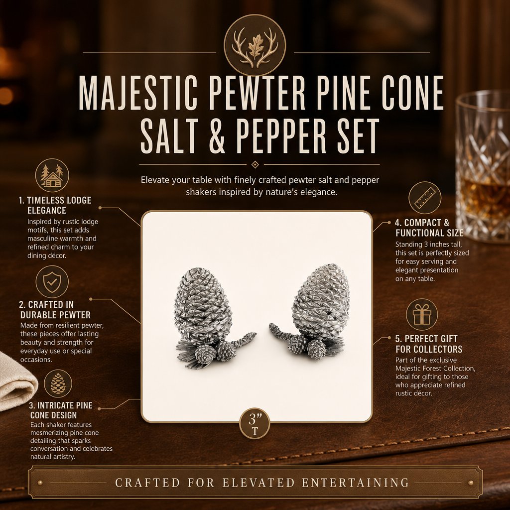 Pewter Pine Cones Salt &amp; Pepper Set 1