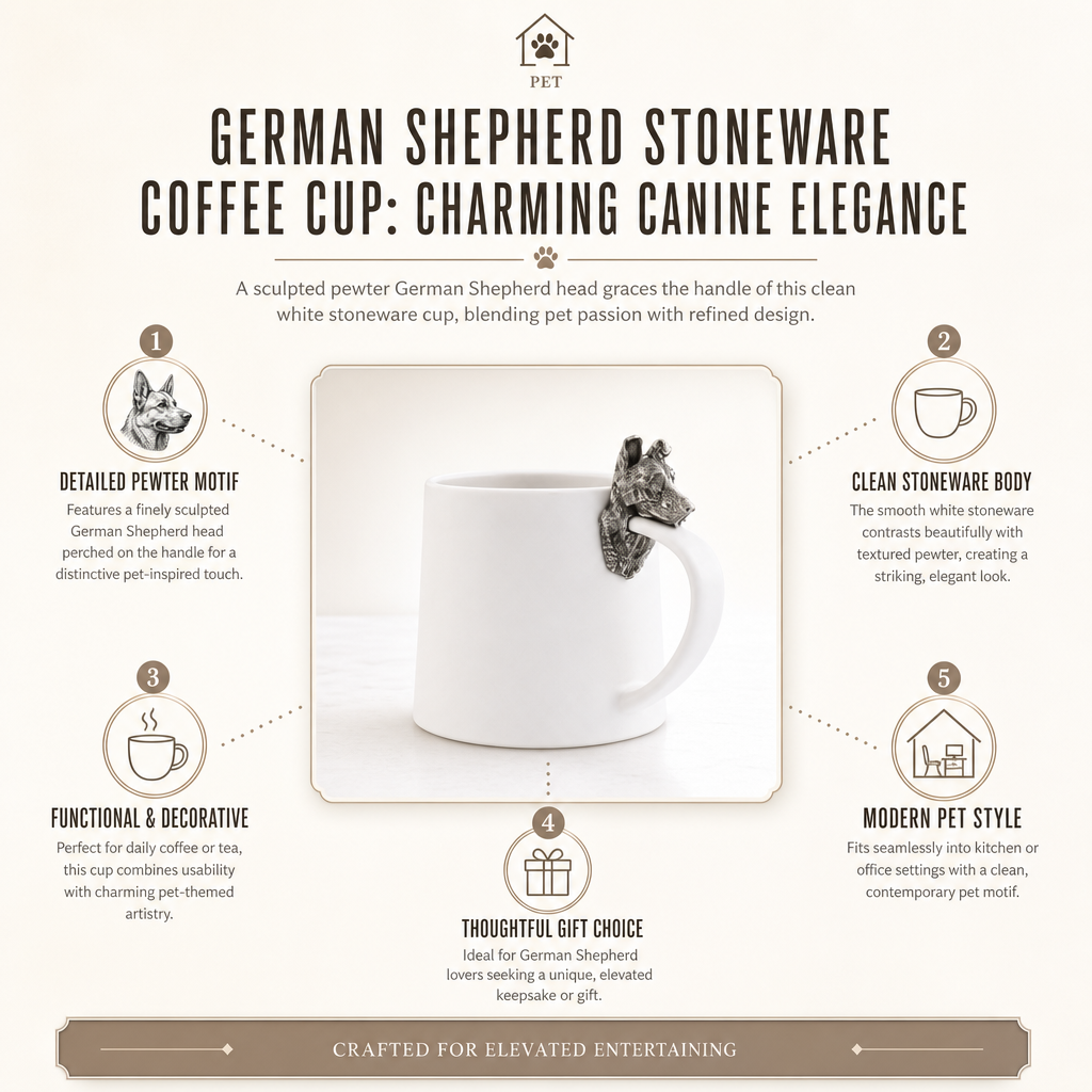 German Shepherd Stoneware Coffee Cup: Charming Canine Elegance