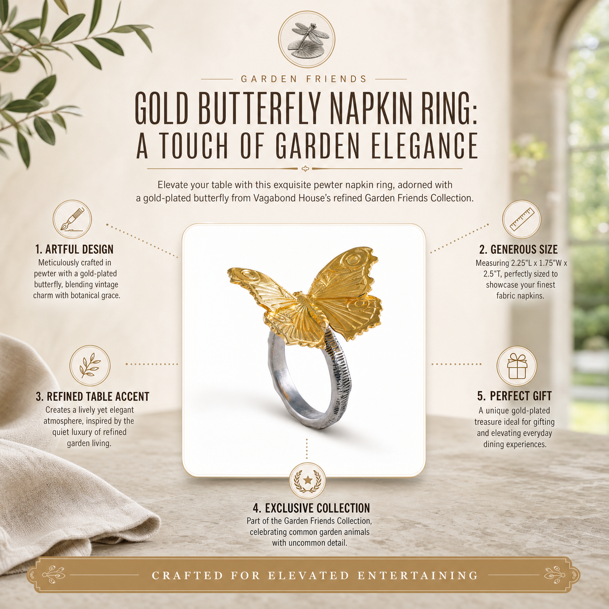 Gold Butterfly Napkin Ring 1