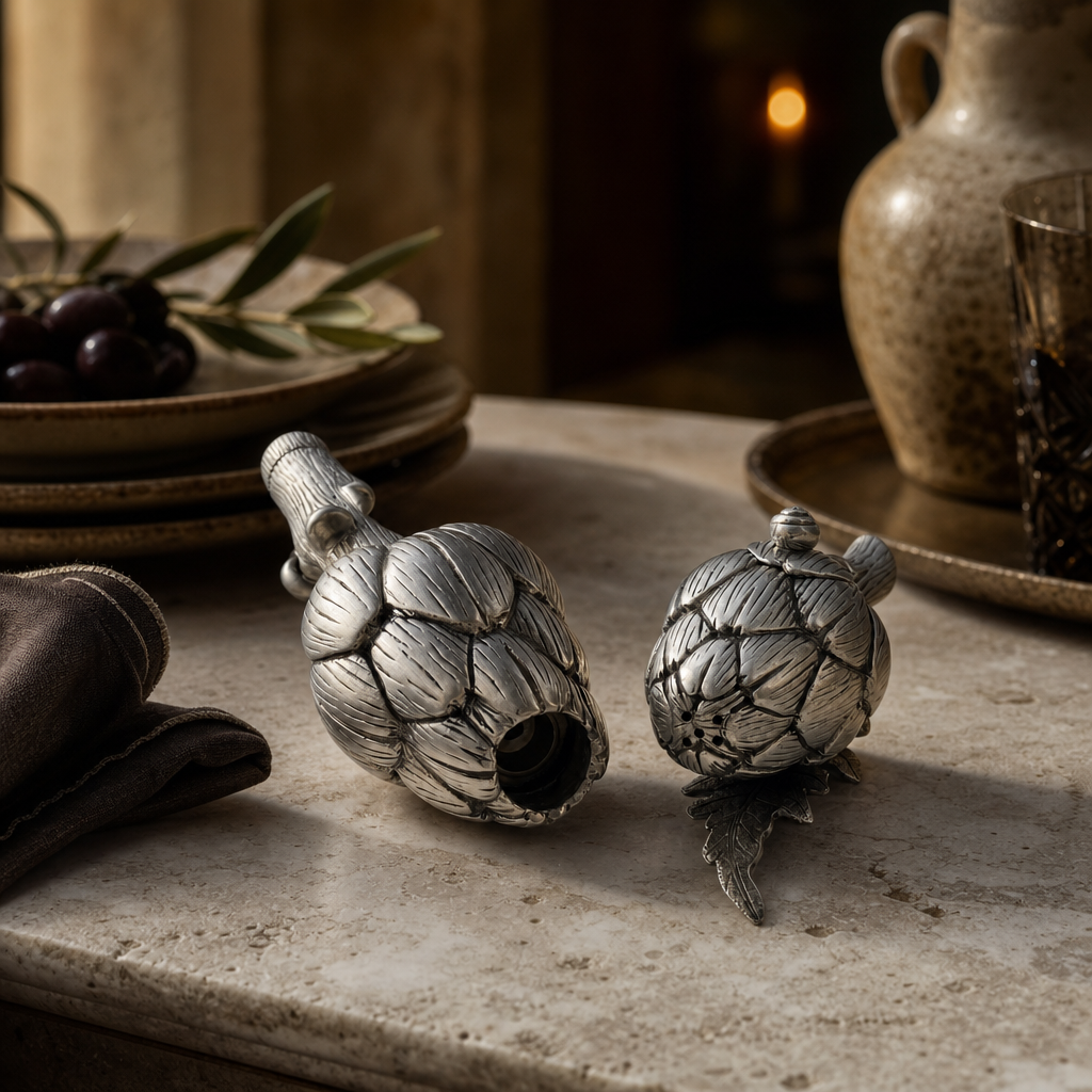 Artichoke Salt Shaker &amp; Pepper Grinder Set 7