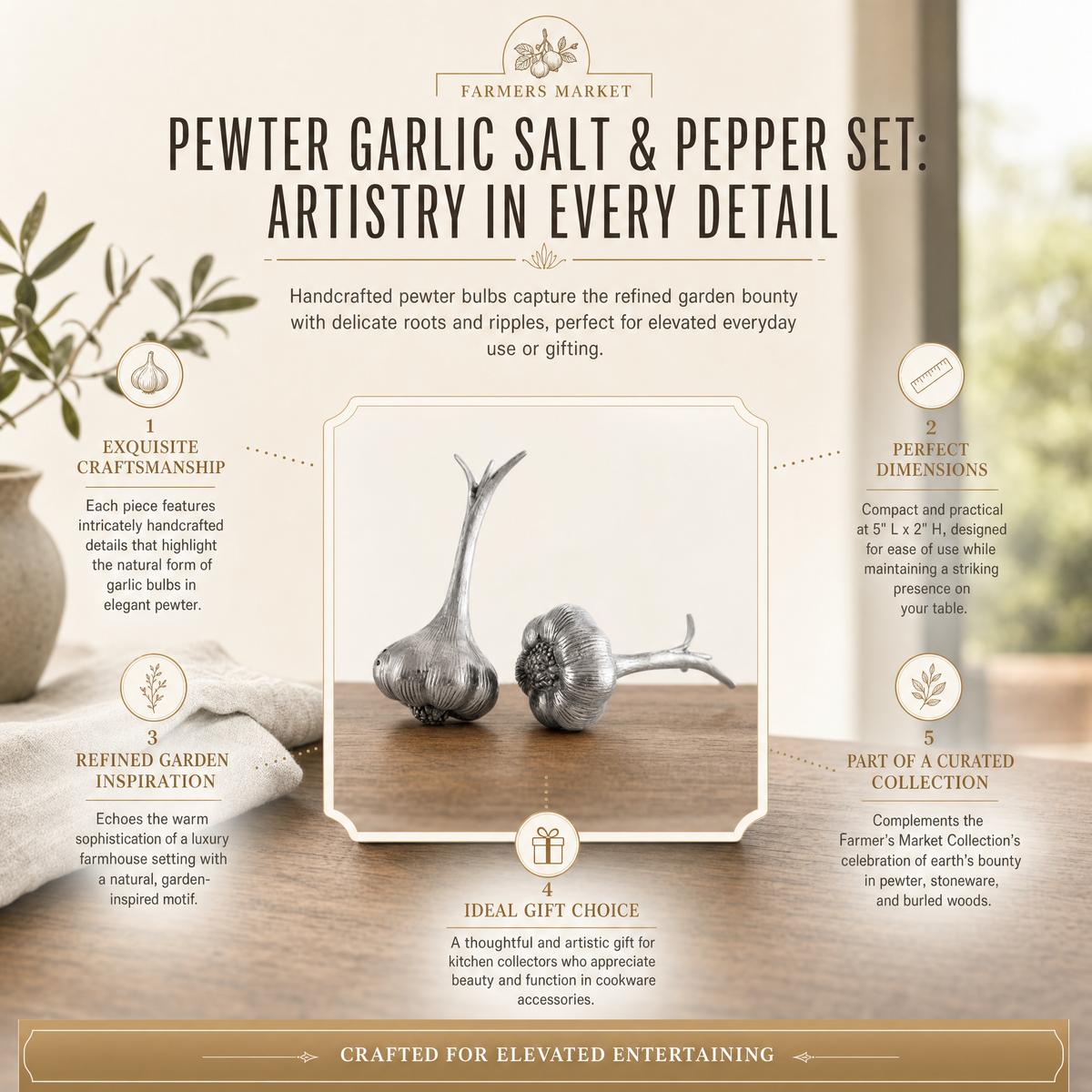 Pewter Garlic Salt & Pepper Set 12