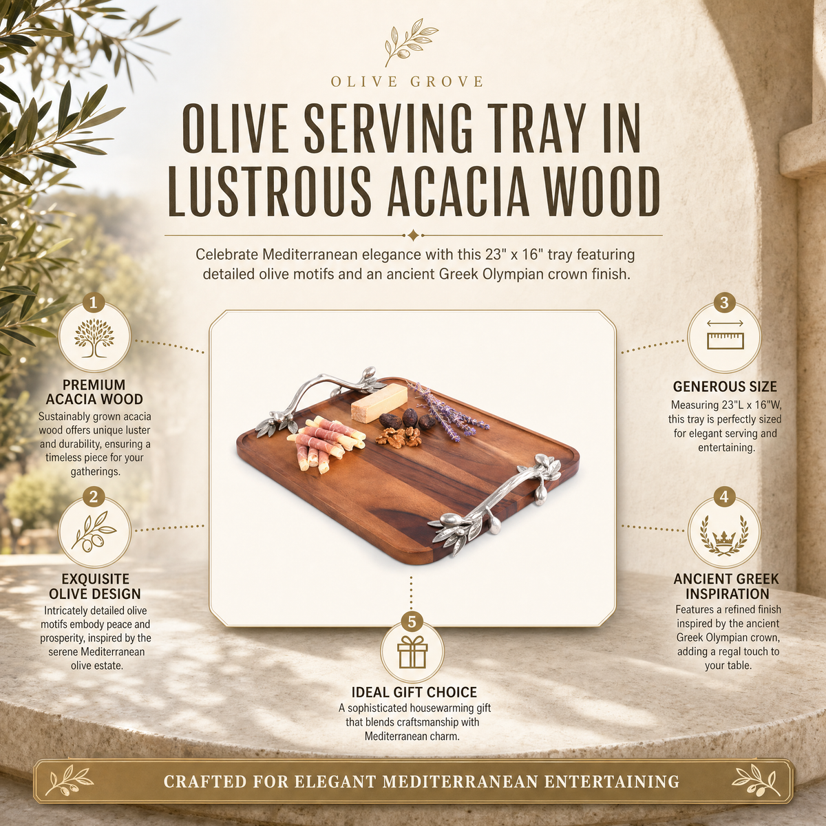 Olive Serving Tray Acacia-Rectangular 11