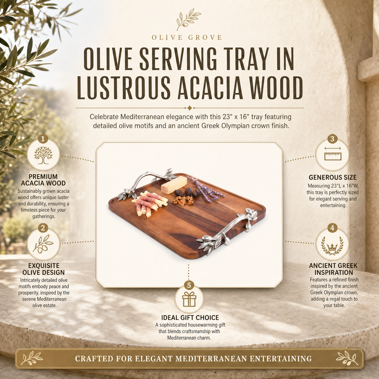 Olive Serving Tray Acacia-Rectangular 11