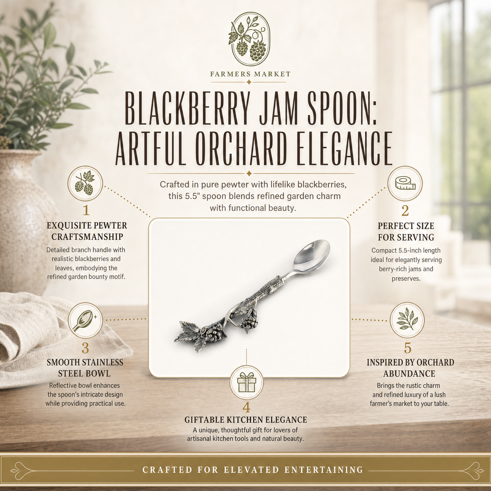 Blackberry Jam Spoon: Artful Orchard Elegance