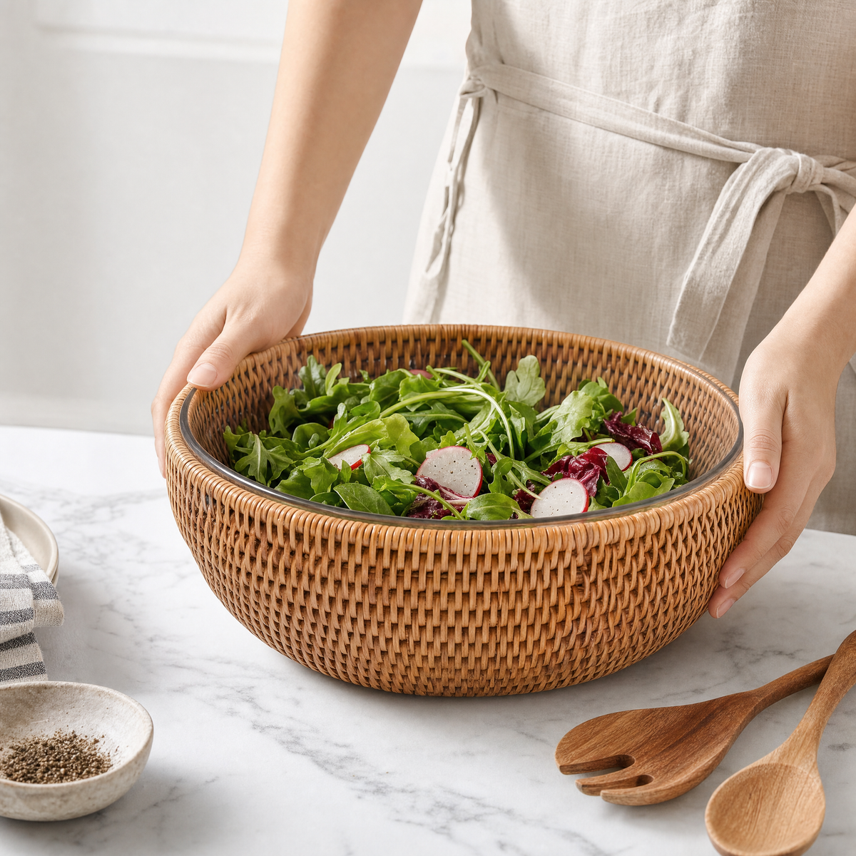 Hand Woven Serving Bowl Rattan 10