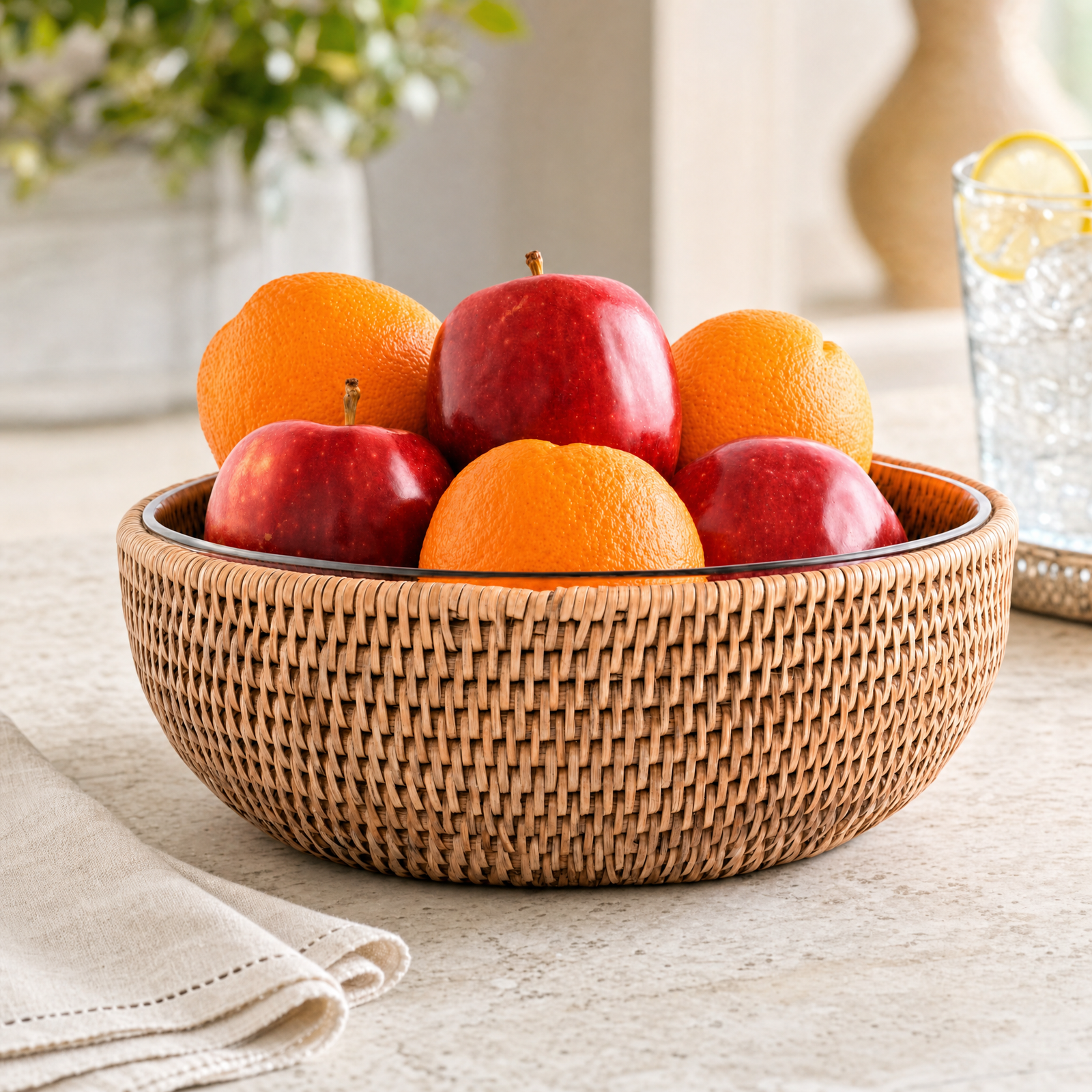 Hand Woven Serving Bowl Rattan 1