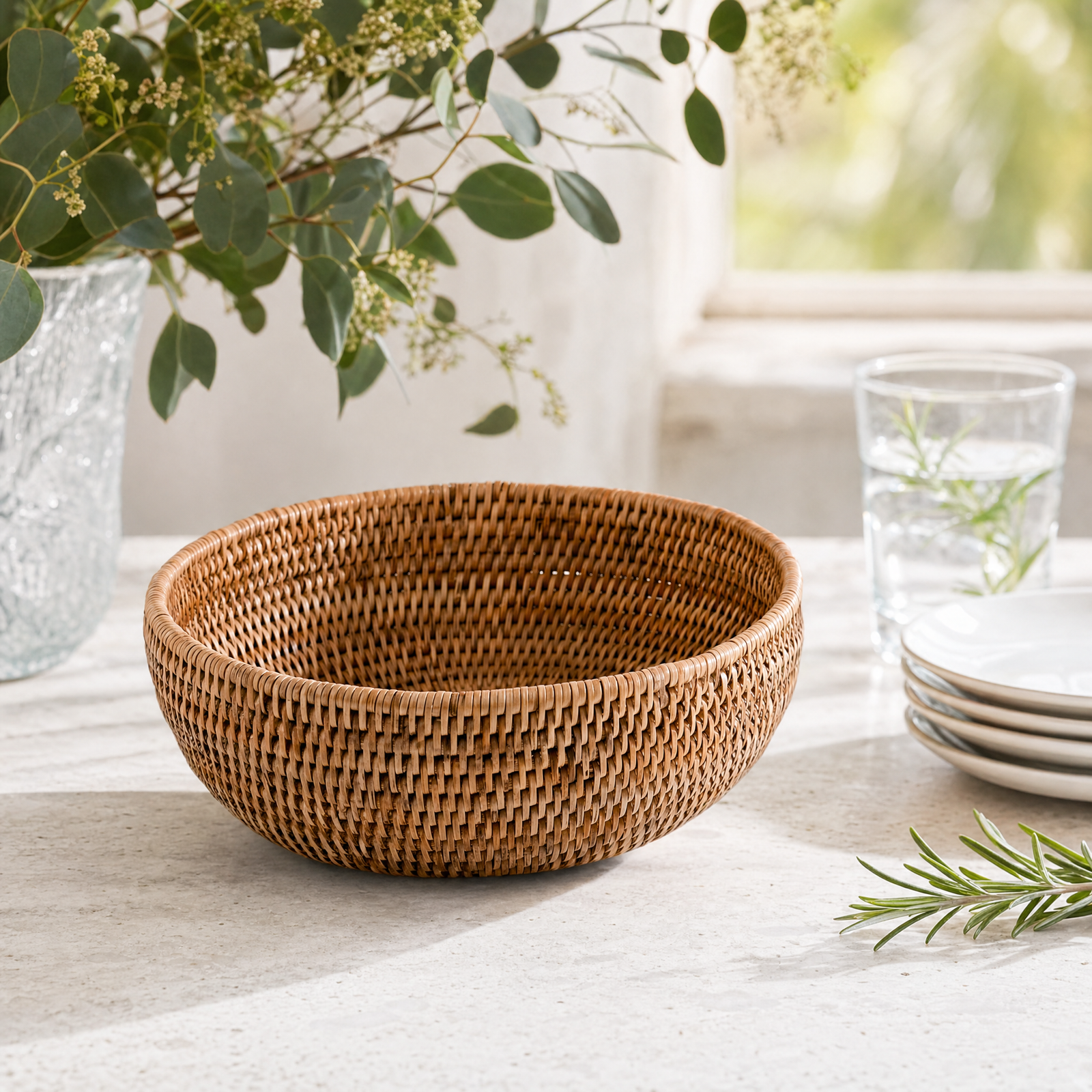 Hand Woven Serving Bowl Rattan 4