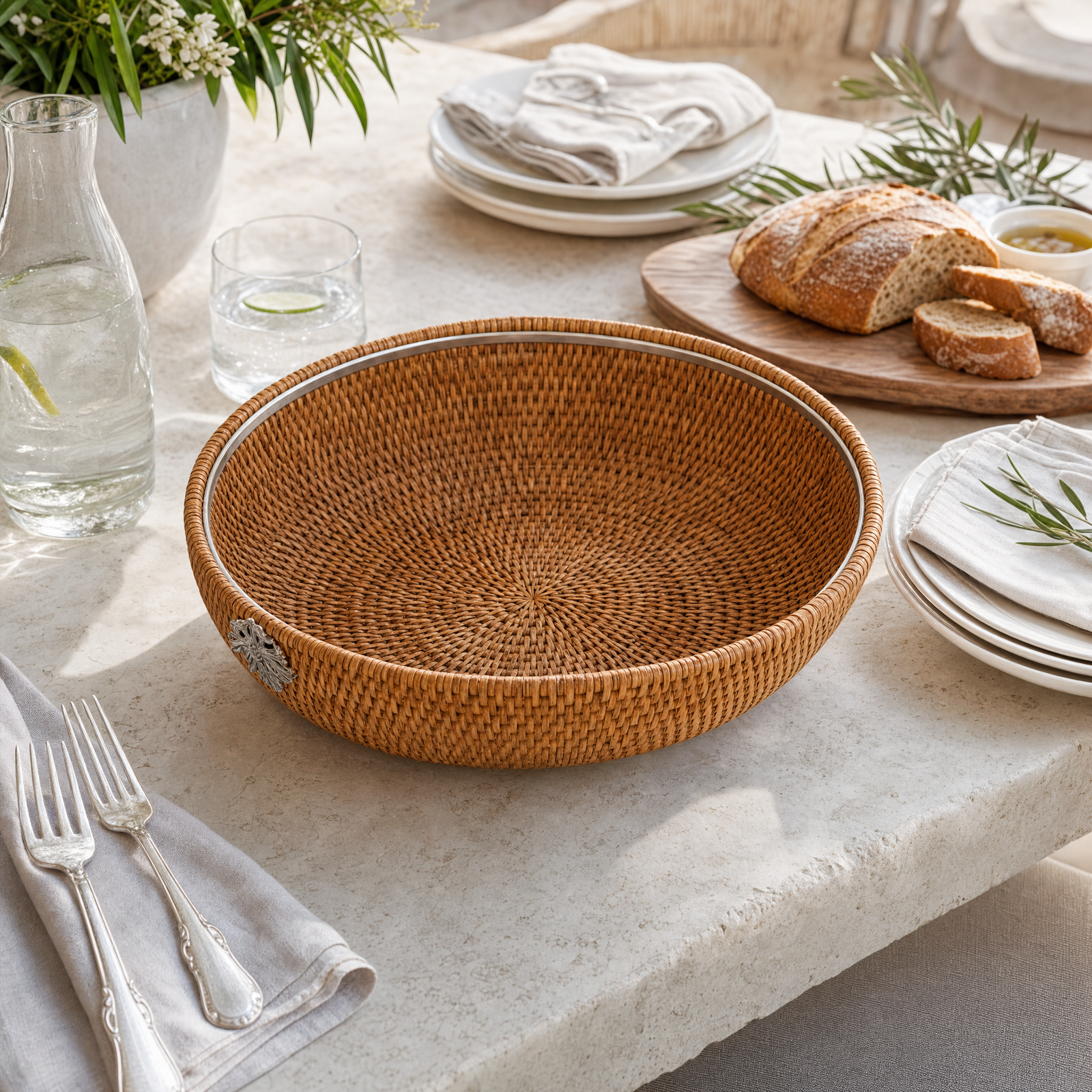 Hand Woven Serving Bowl Rattan 9