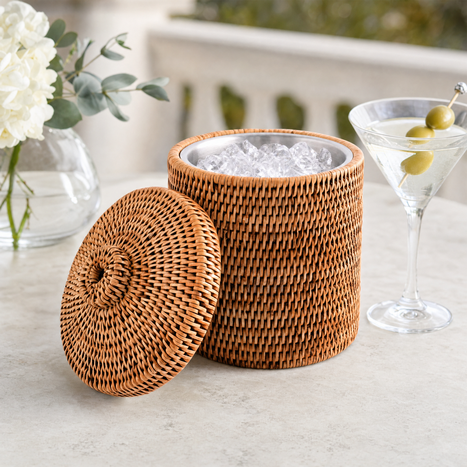 Hand Woven Wicker Rattan Ice Bucket 1