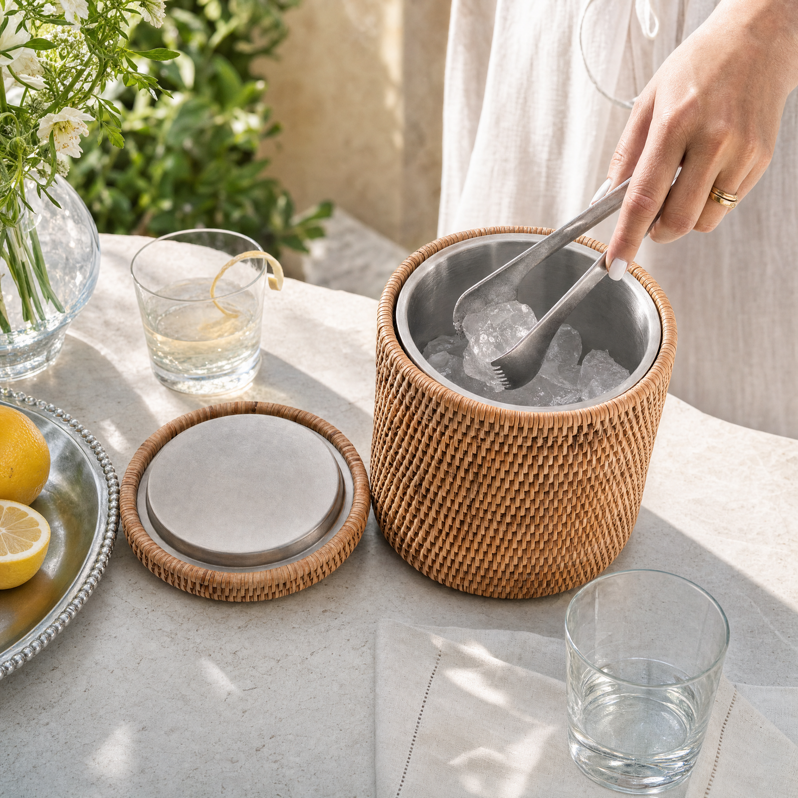 Hand Woven Wicker Rattan Ice Bucket 8
