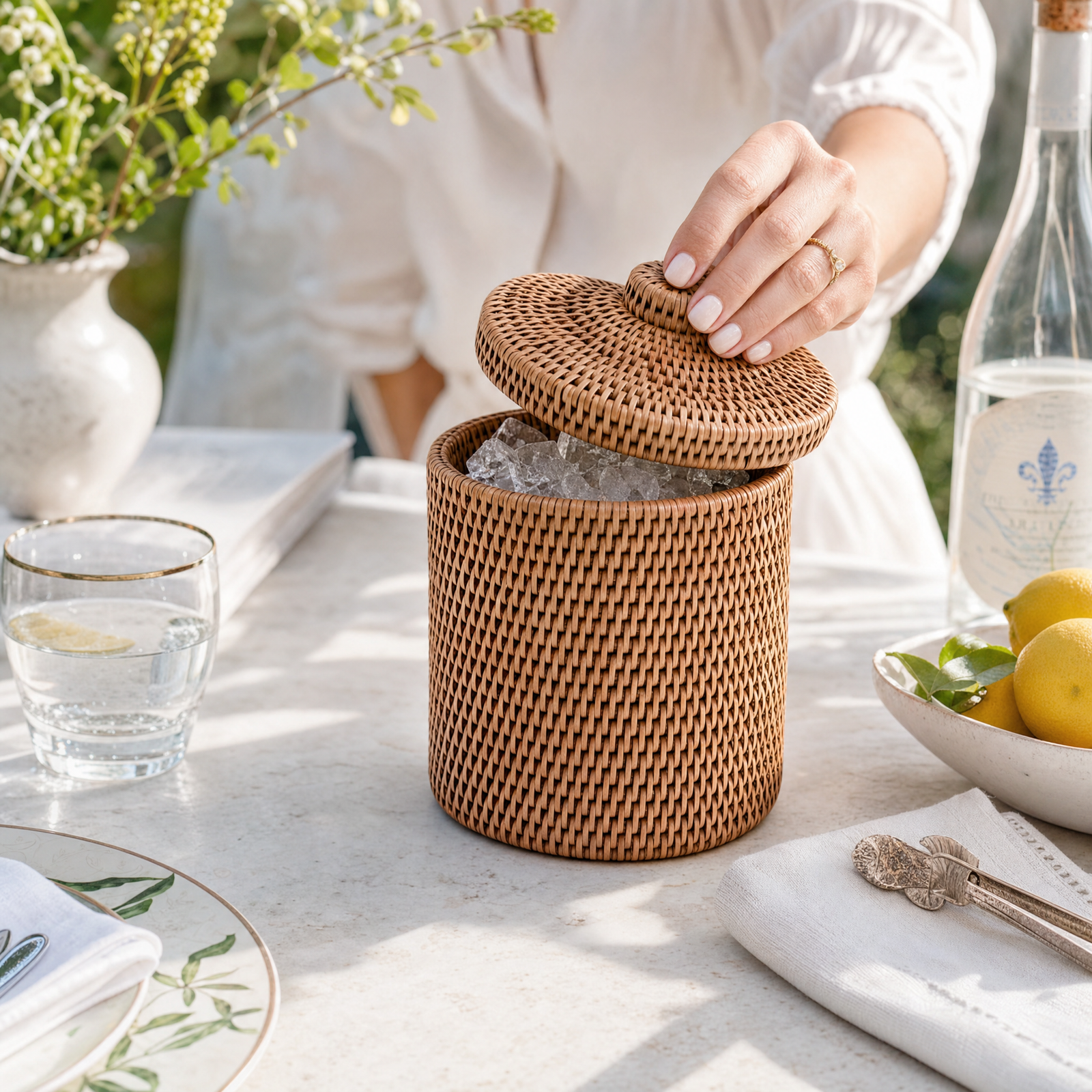 Hand Woven Wicker Rattan Ice Bucket 9