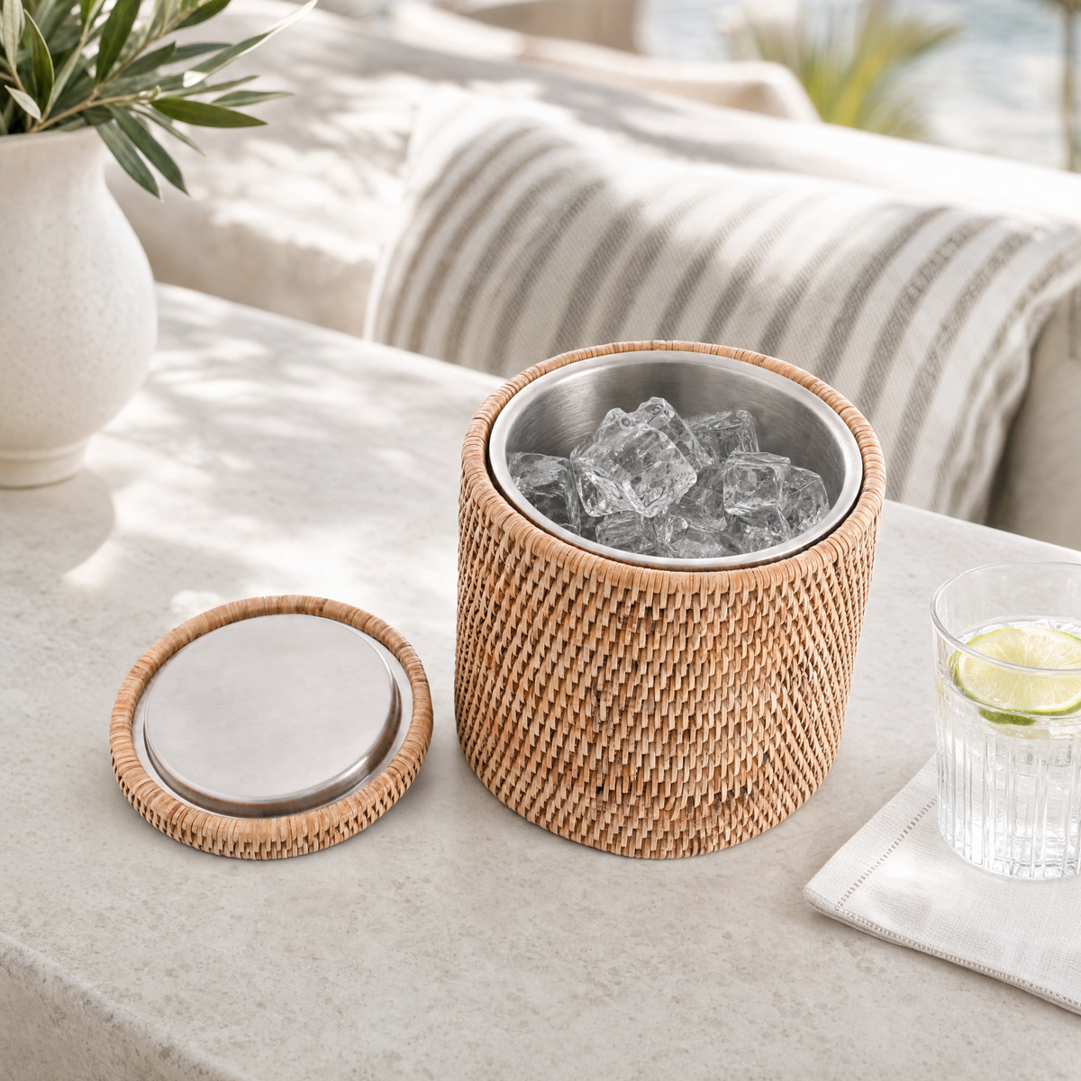 Hand Woven Wicker Rattan Ice Bucket 4