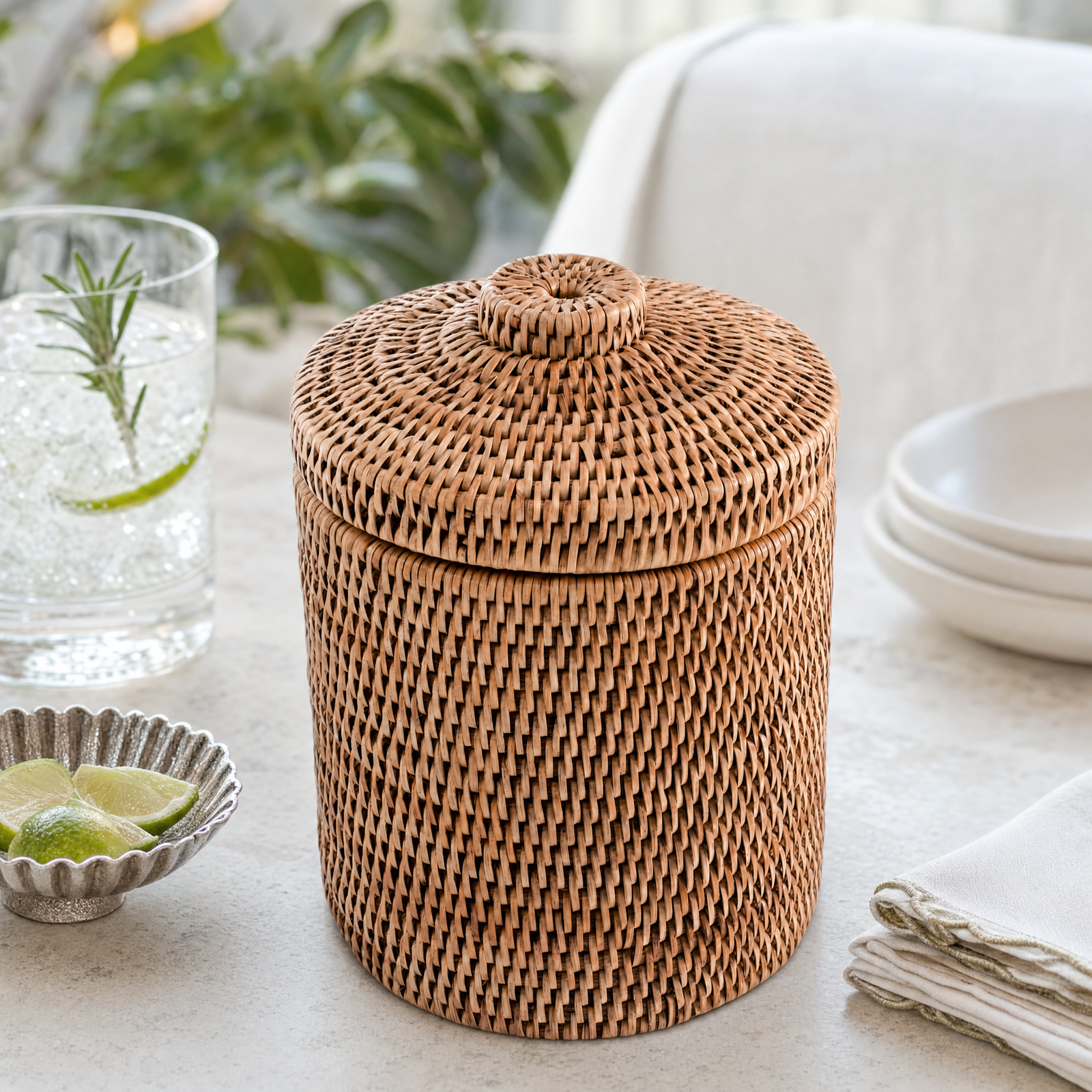 Hand Woven Wicker Rattan Ice Bucket 5