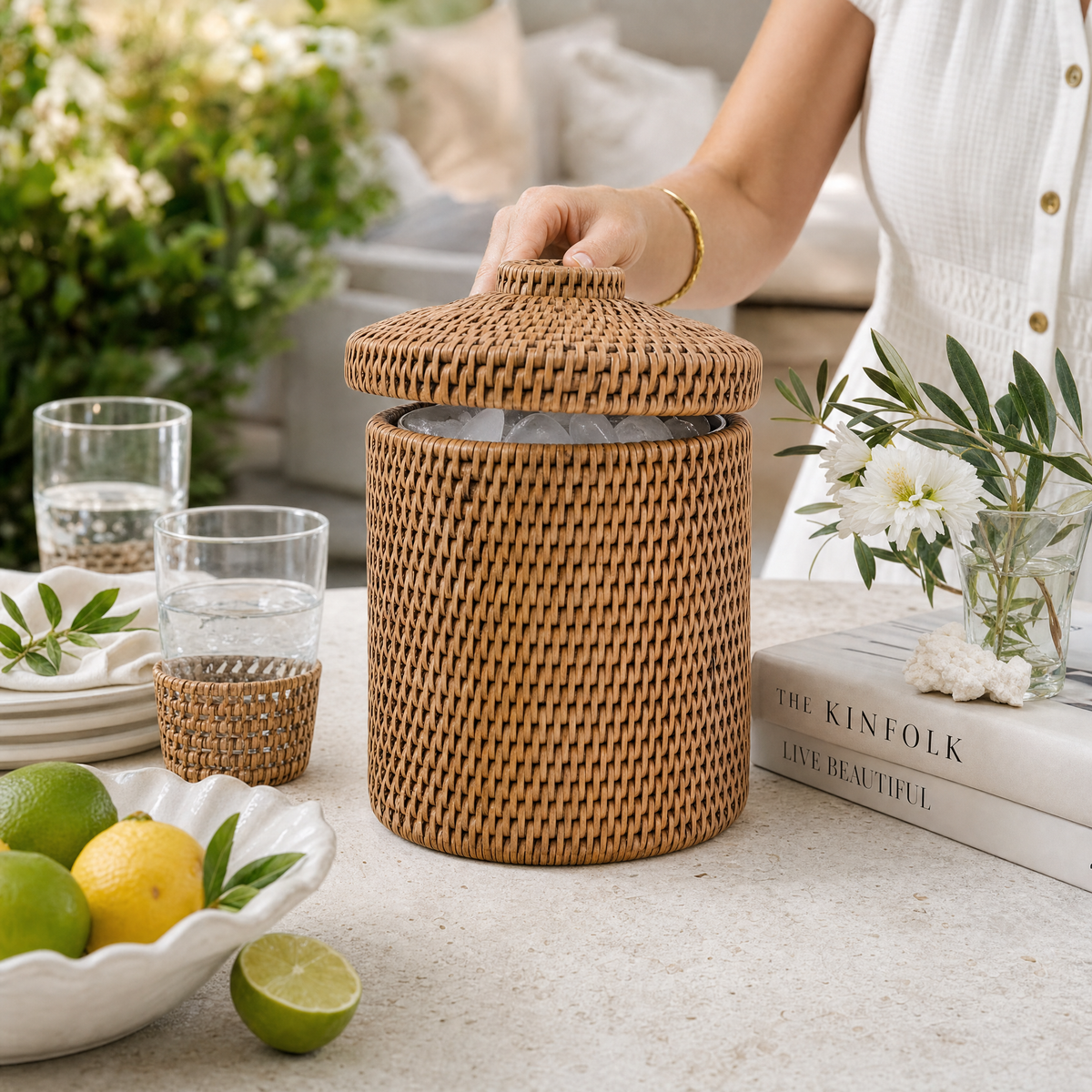 Hand Woven Wicker Rattan Ice Bucket 7