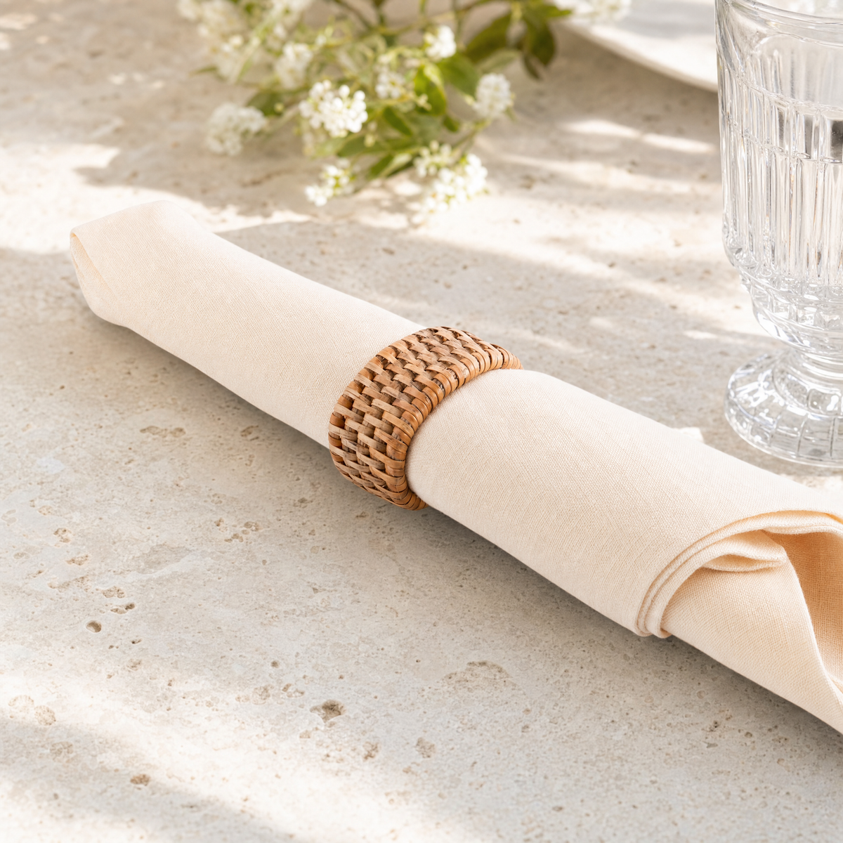 Hand Woven Rattan Napkin Ring - Set of 4 5