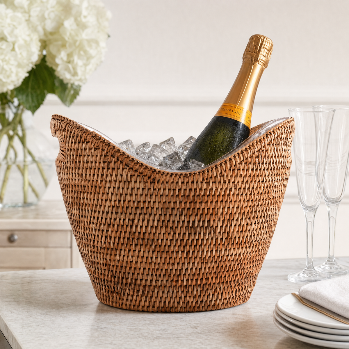 Hand Woven Wicker Rattan Champagne / Ice Tub 10