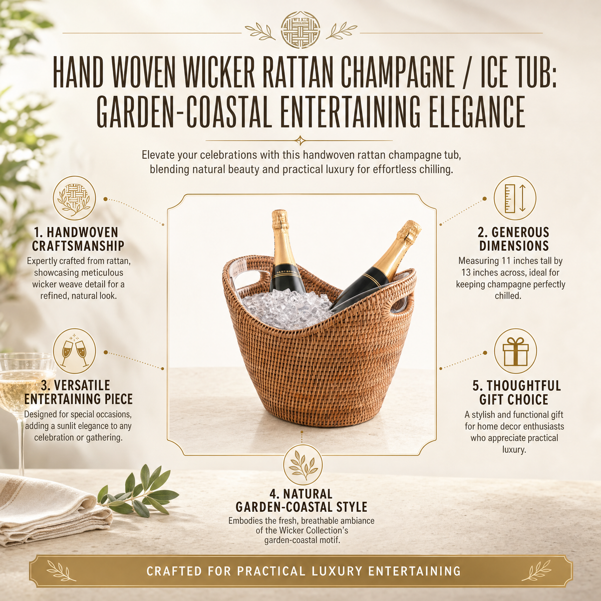 Hand Woven Wicker Rattan Champagne / Ice Tub 11