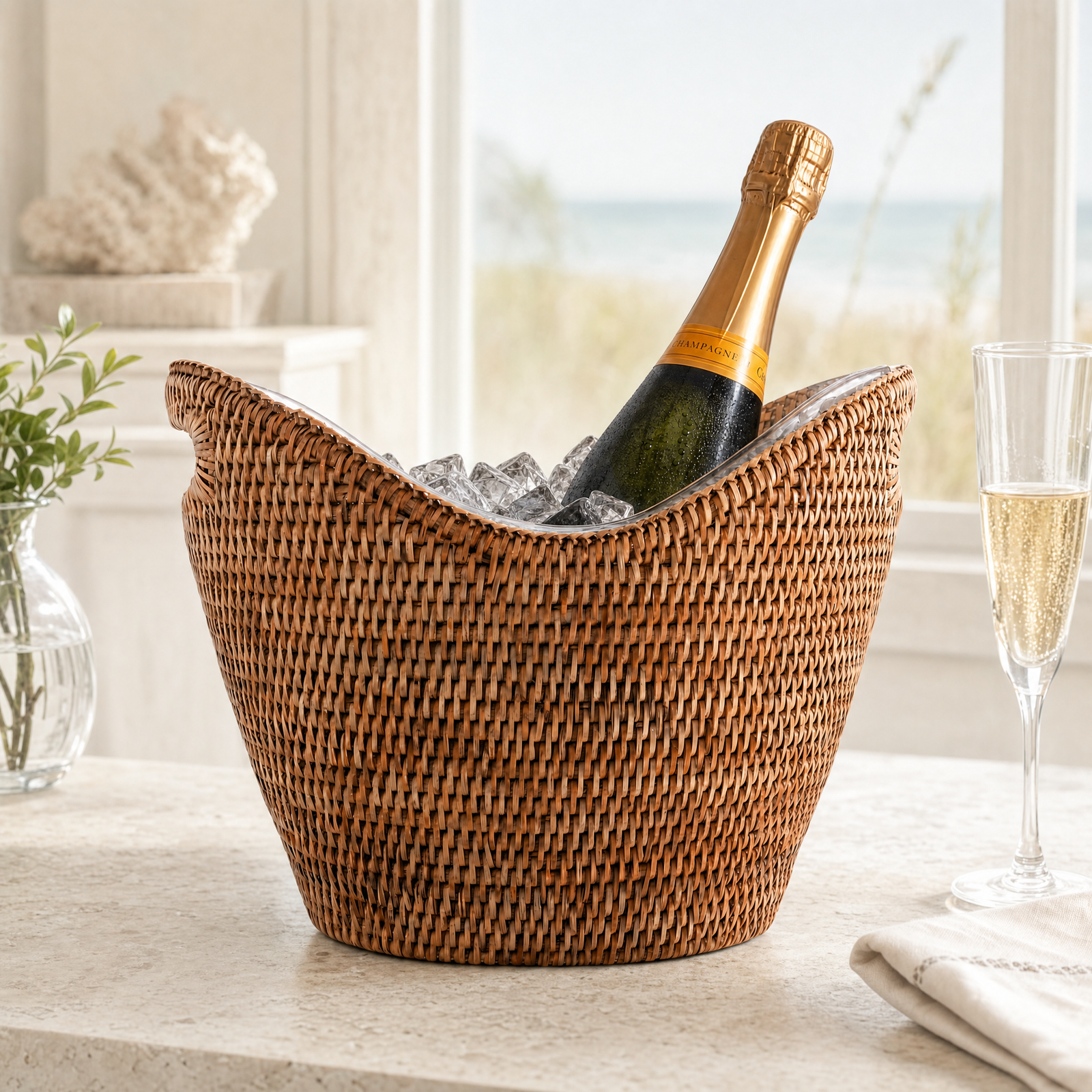 Hand Woven Wicker Rattan Champagne / Ice Tub 3