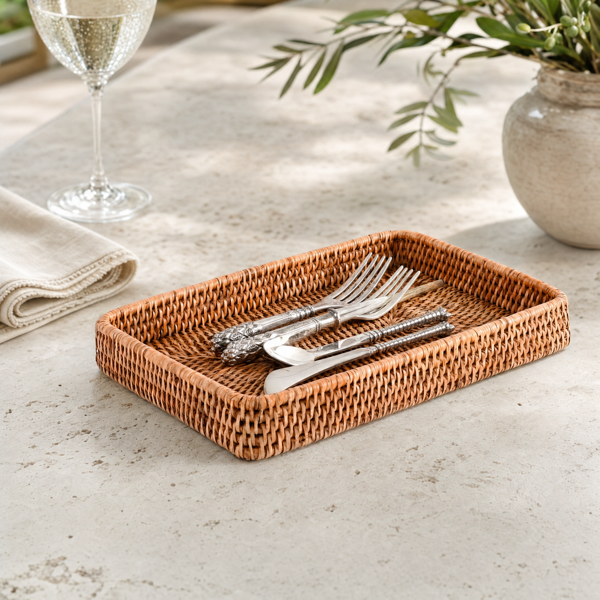 Catchall Tray Hand Woven Wicker Rattan 2