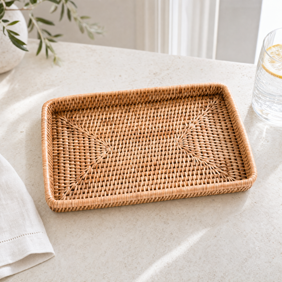 Catchall Tray Hand Woven Wicker Rattan 3