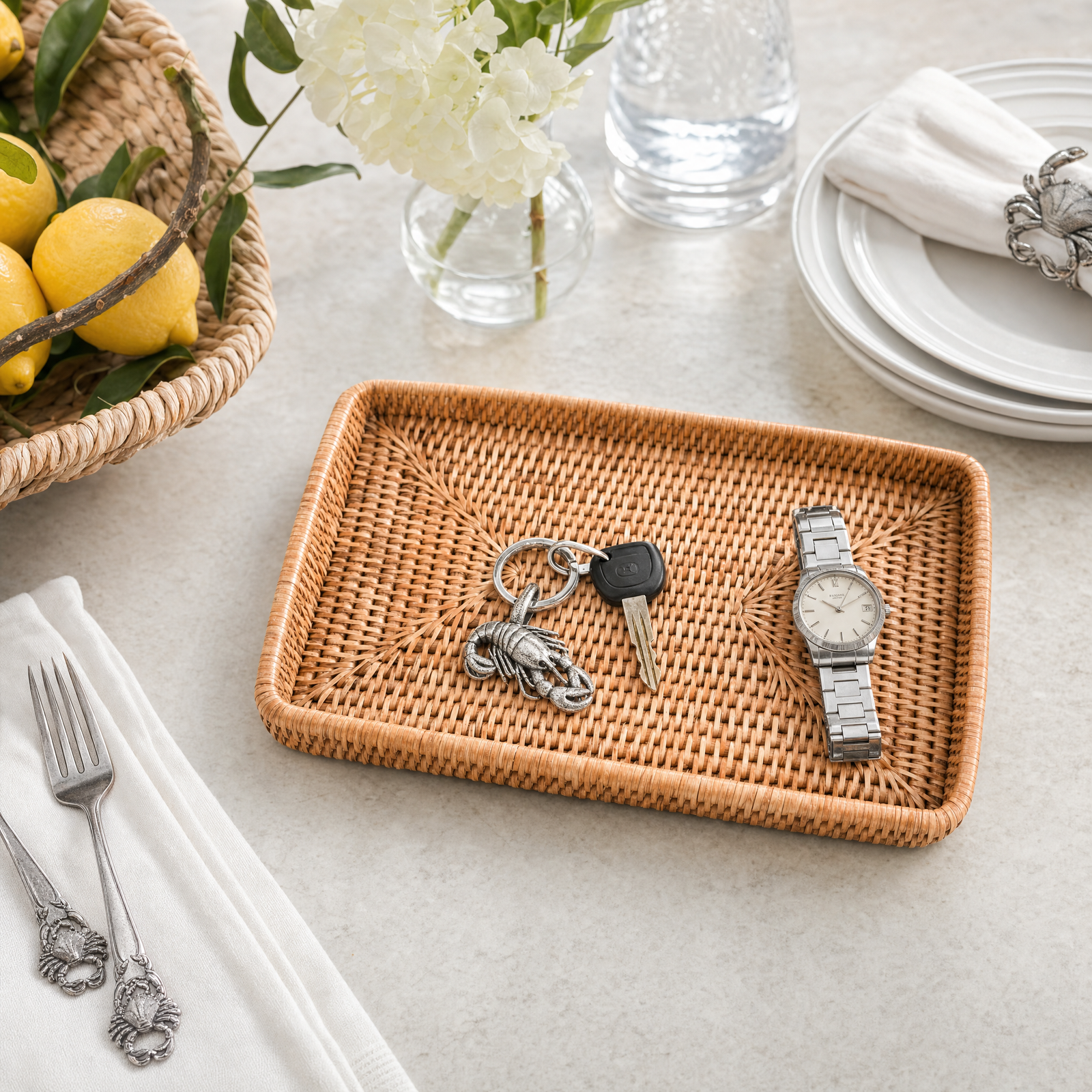 Catchall Tray Hand Woven Wicker Rattan 7