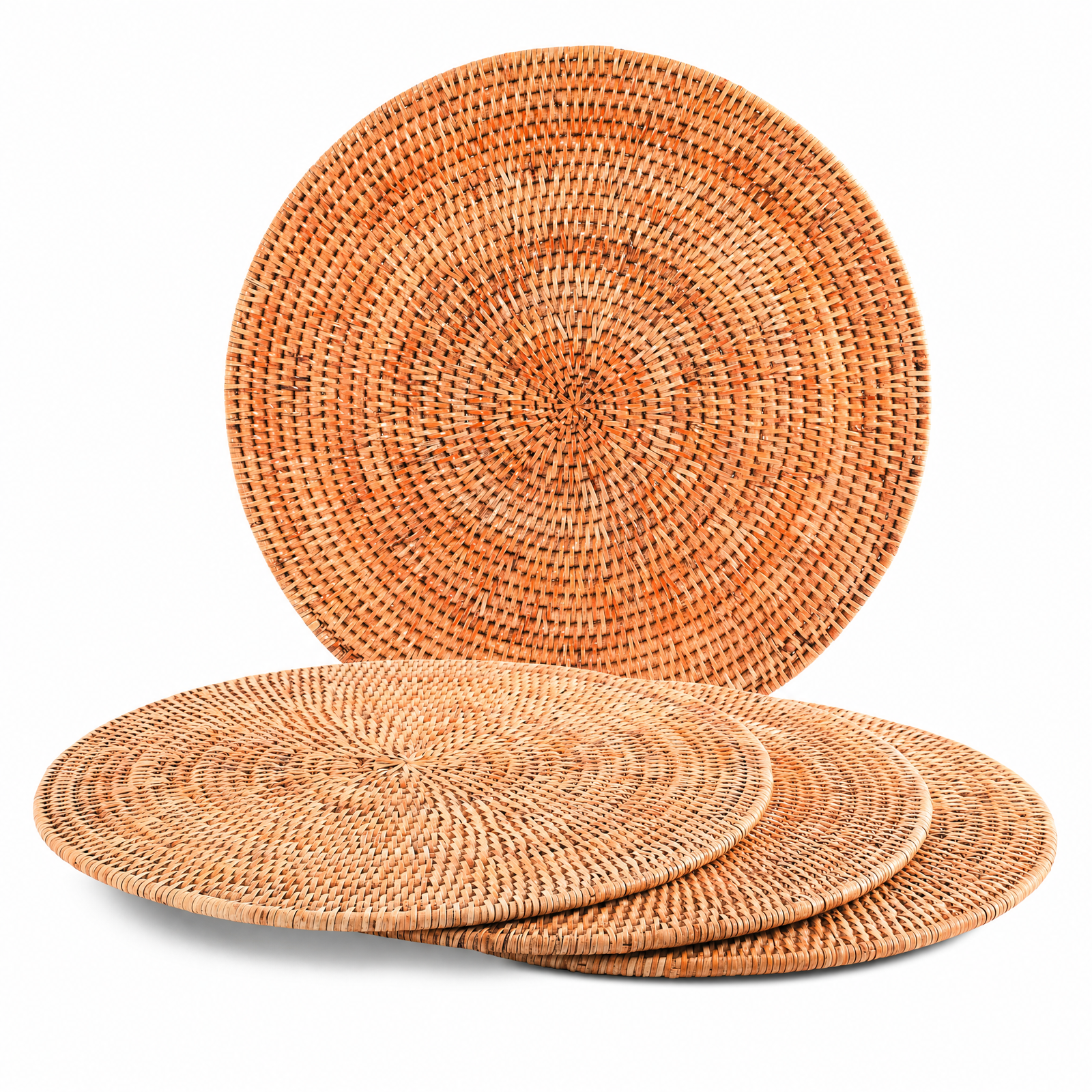 Hand Woven Wicker Rattan Round Placemat - Set of 4 1