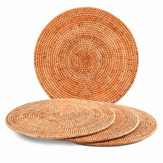 Hand Woven Wicker Rattan Round Placemat - Set of 4