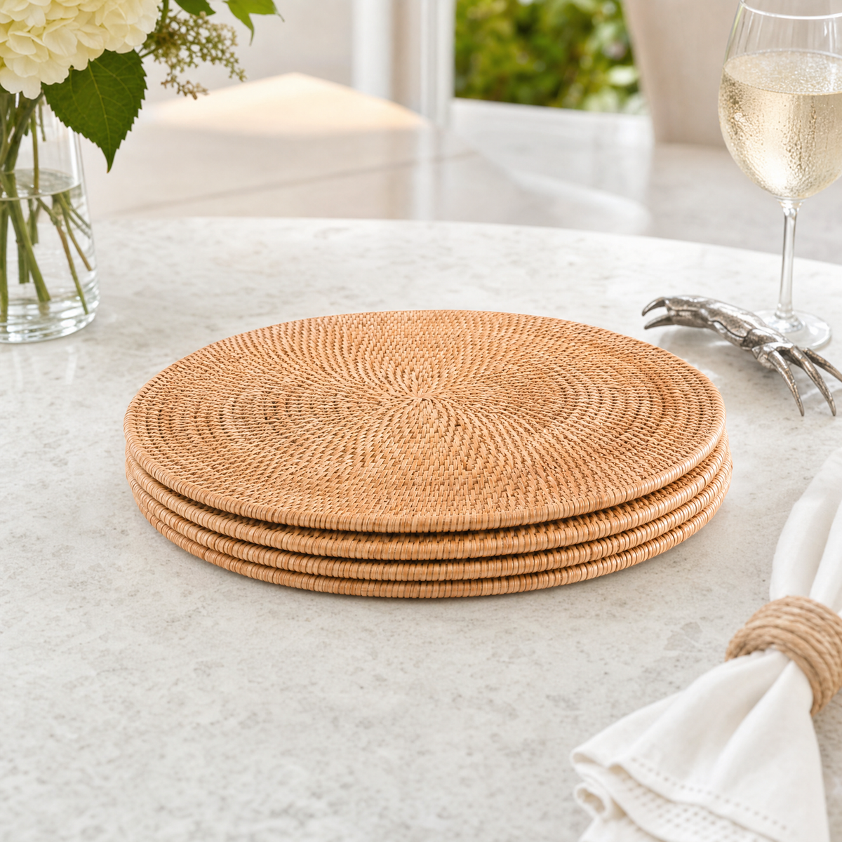 Hand Woven Wicker Rattan Round Placemat - Set of 4 4