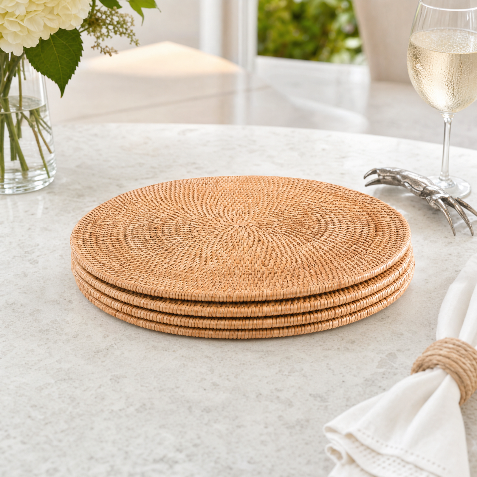 Hand Woven Wicker Rattan Round Placemat - Set of 4 4