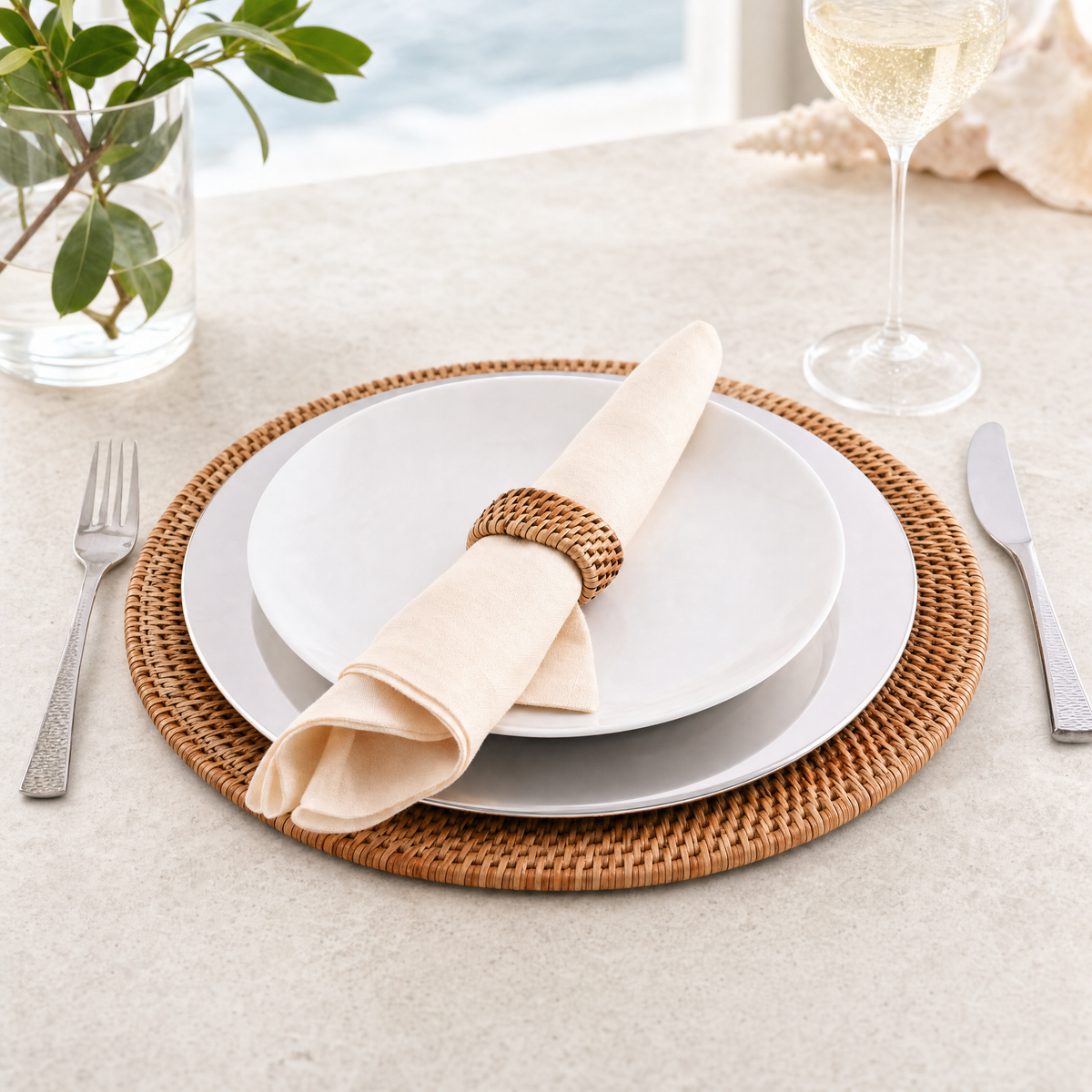 Hand Woven Wicker Rattan Round Placemat - Set of 4 5