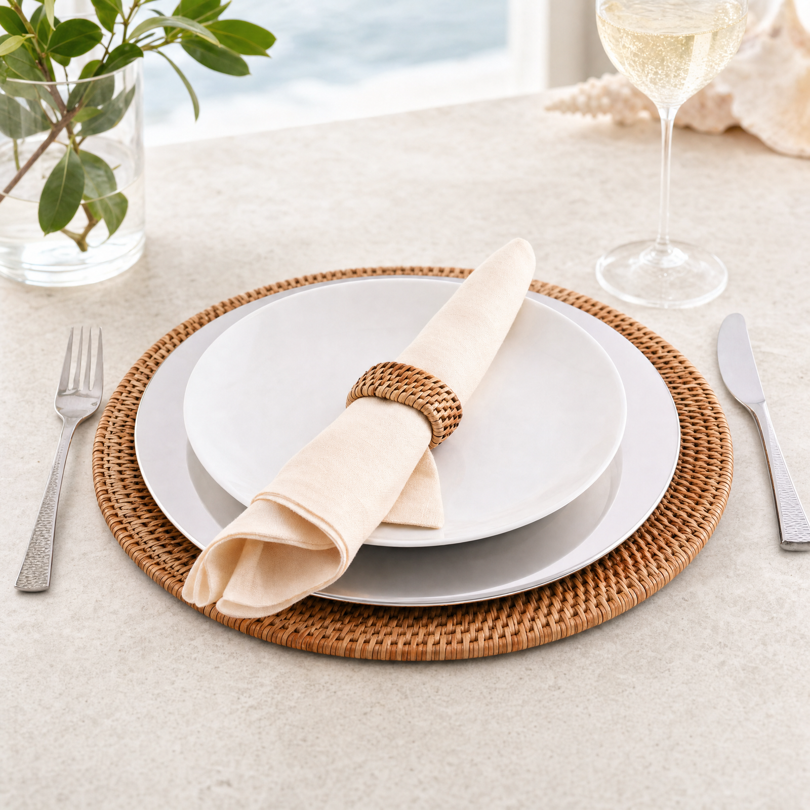 Hand Woven Wicker Rattan Round Placemat - Set of 4 5