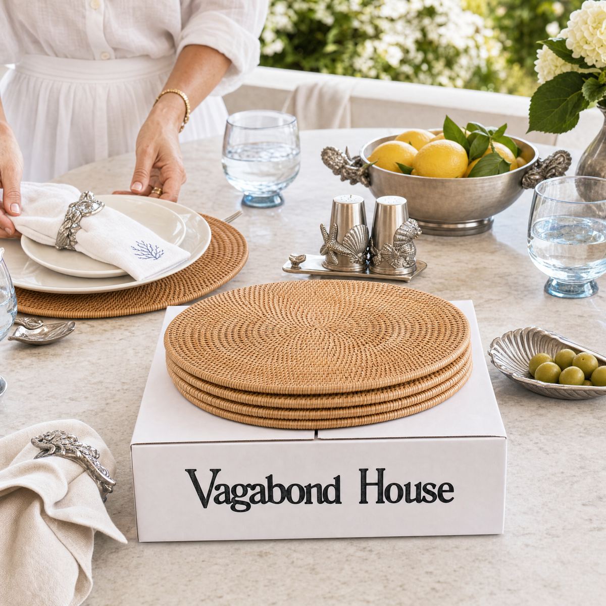 Hand Woven Wicker Rattan Round Placemat - Set of 4 8