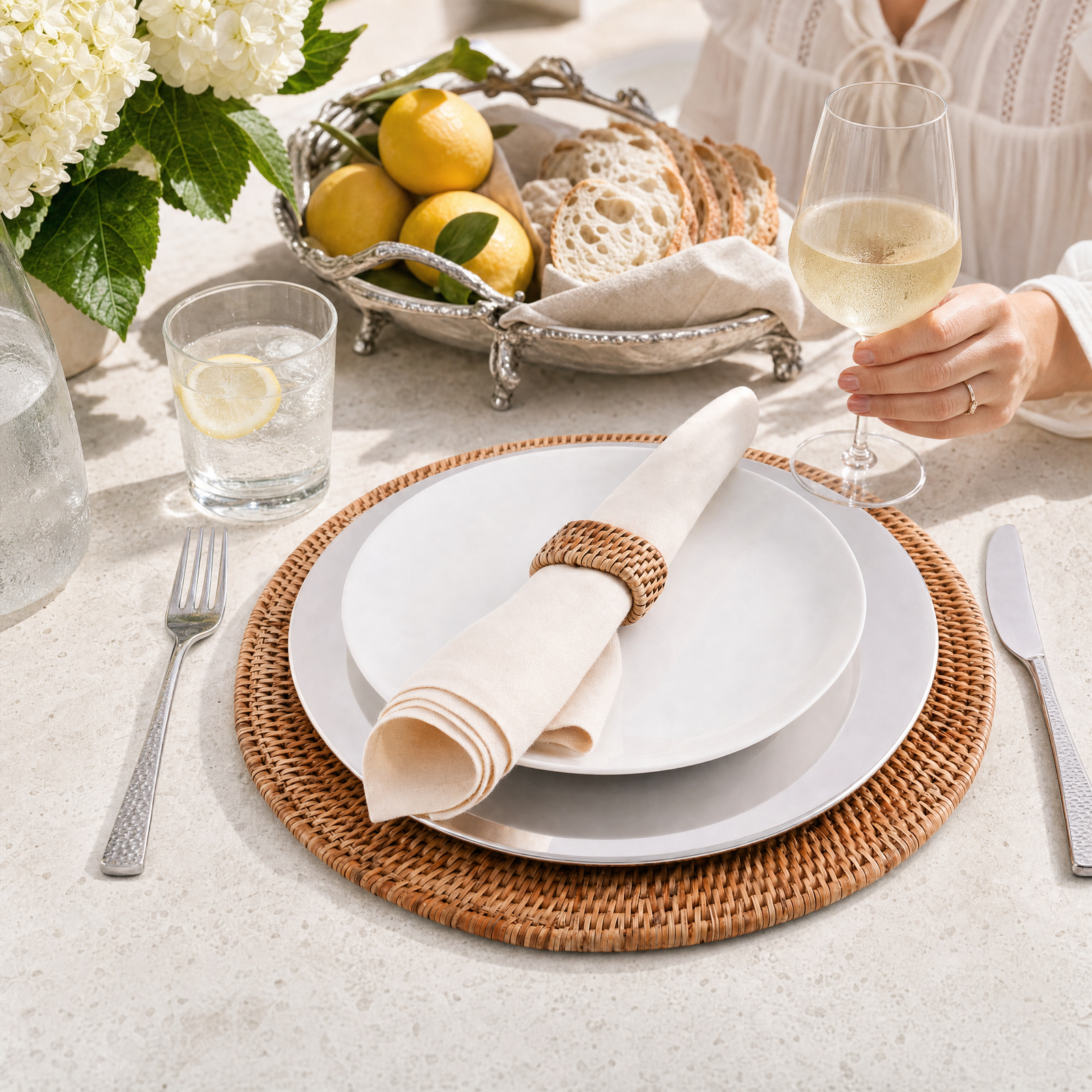 Hand Woven Wicker Rattan Round Placemat - Set of 4 9