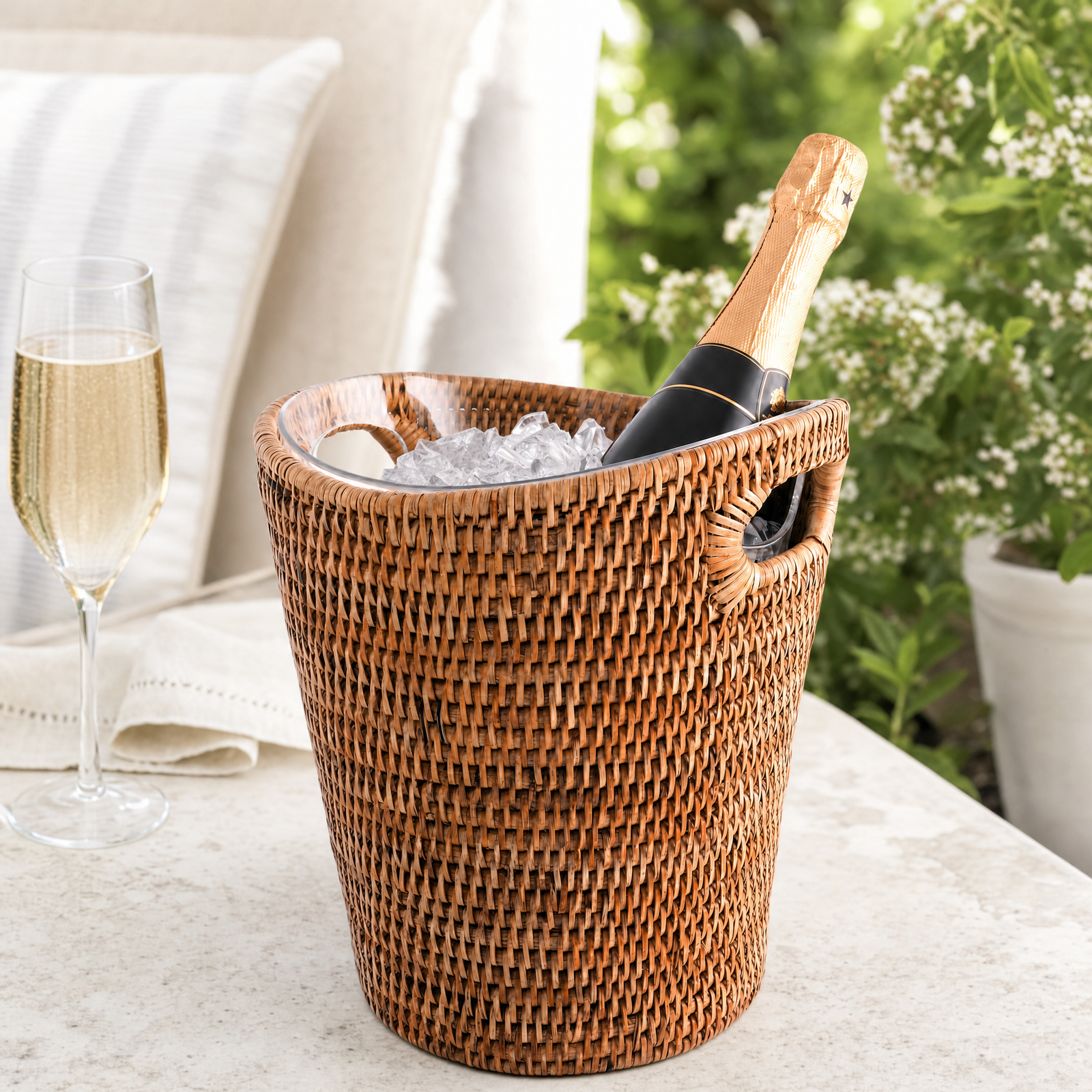 Hand Woven Rattan Wicker Champagne Bucket  / Ice Bucket 1