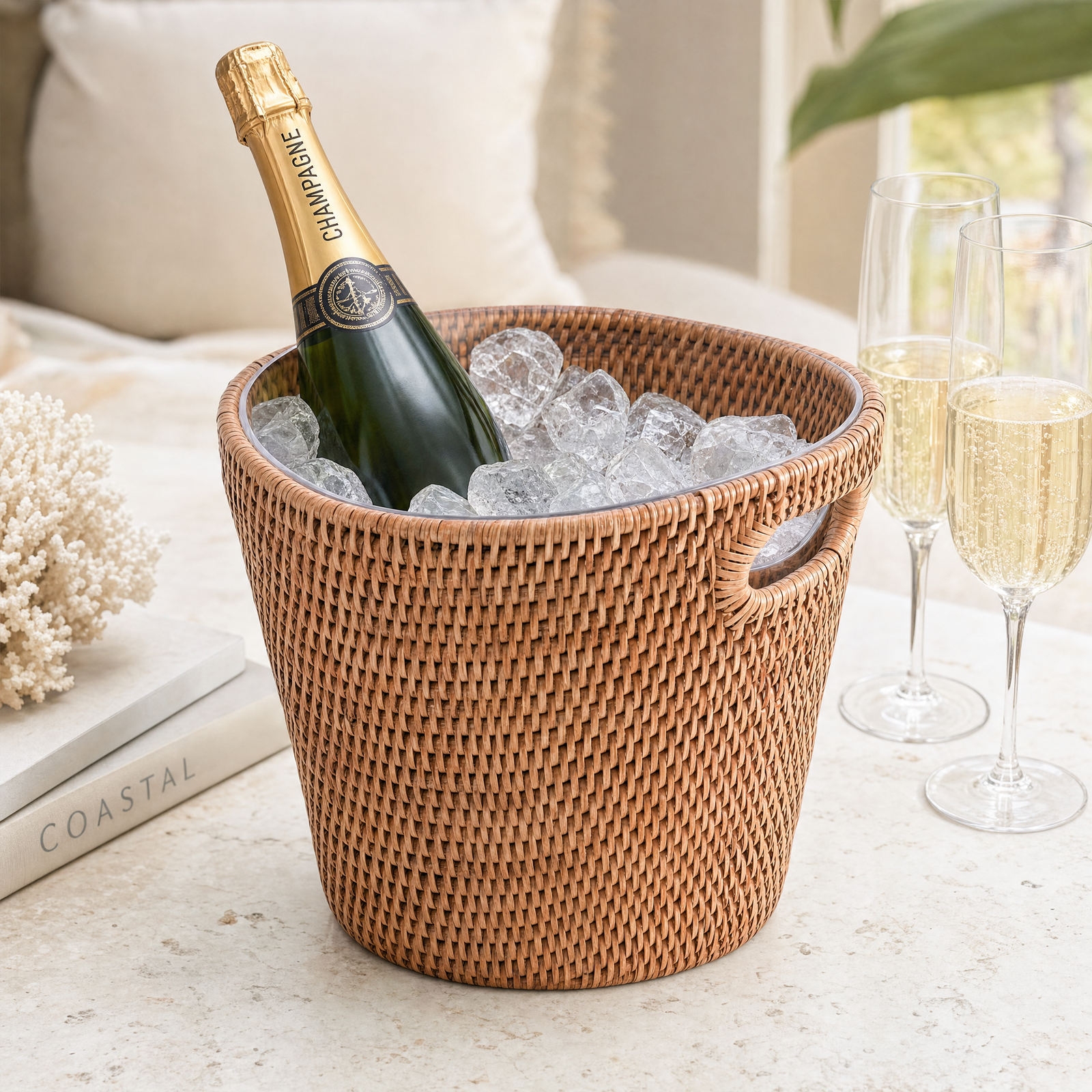 Hand Woven Rattan Wicker Champagne Bucket  / Ice Bucket 5