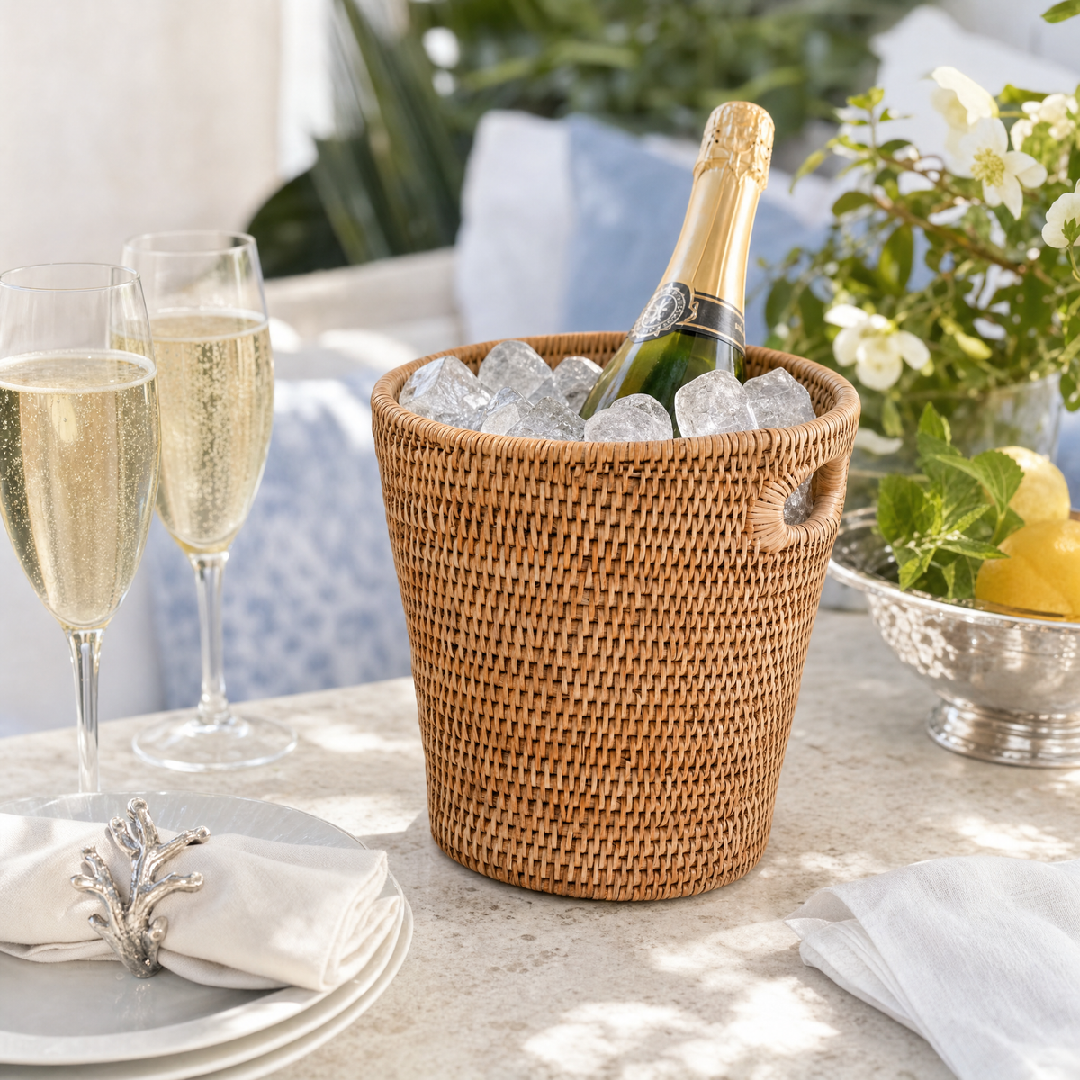 Hand Woven Rattan Wicker Champagne Bucket  / Ice Bucket 7