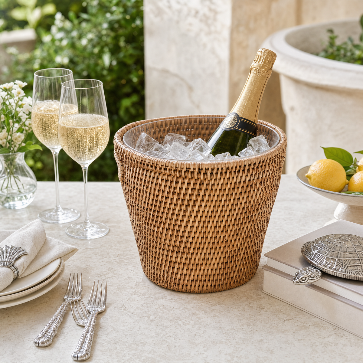Hand Woven Rattan Wicker Champagne Bucket  / Ice Bucket 8