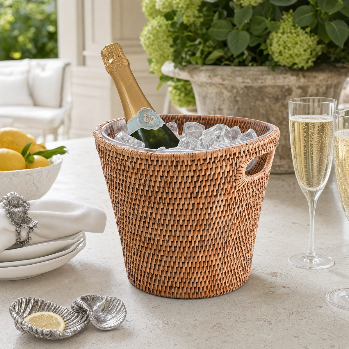 Hand Woven Rattan Wicker Champagne Bucket  / Ice Bucket 9