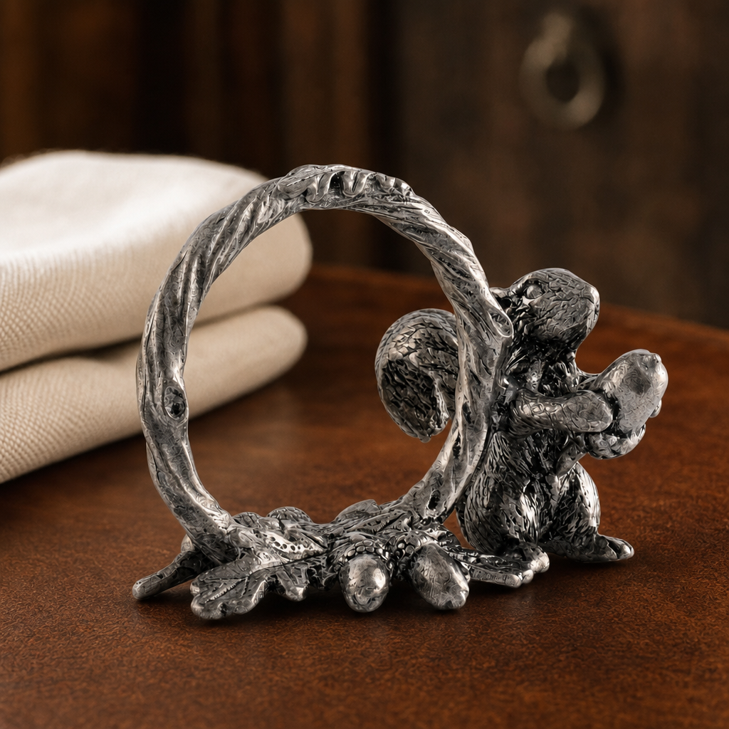 Pewter Squirrel Branch Napkin Ring 1