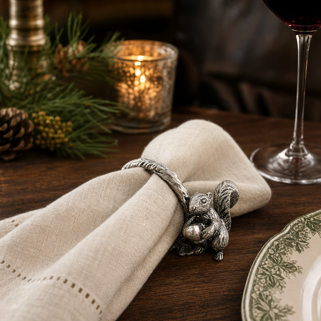 Pewter Squirrel Branch Napkin Ring 7