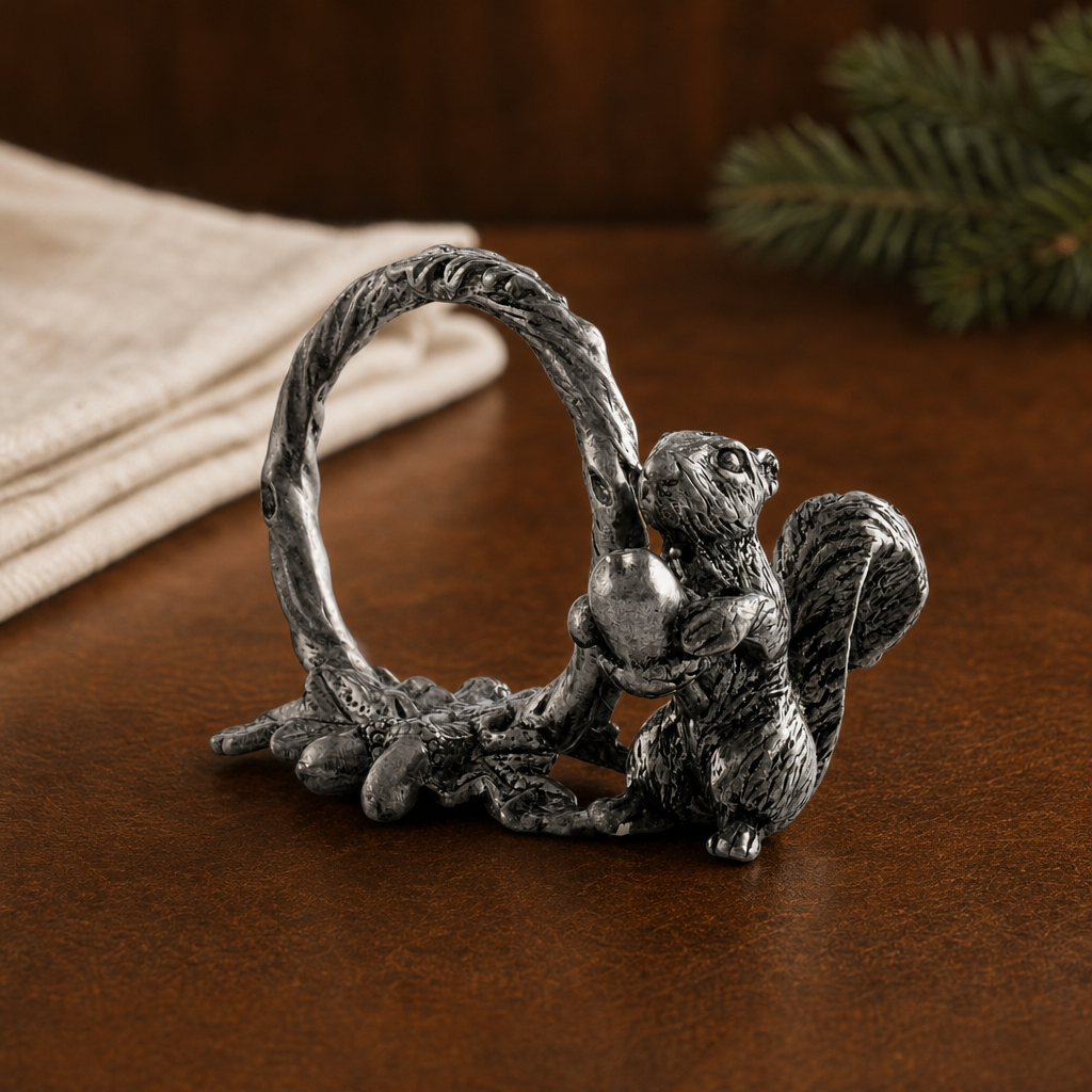 Pewter Squirrel Branch Napkin Ring 4