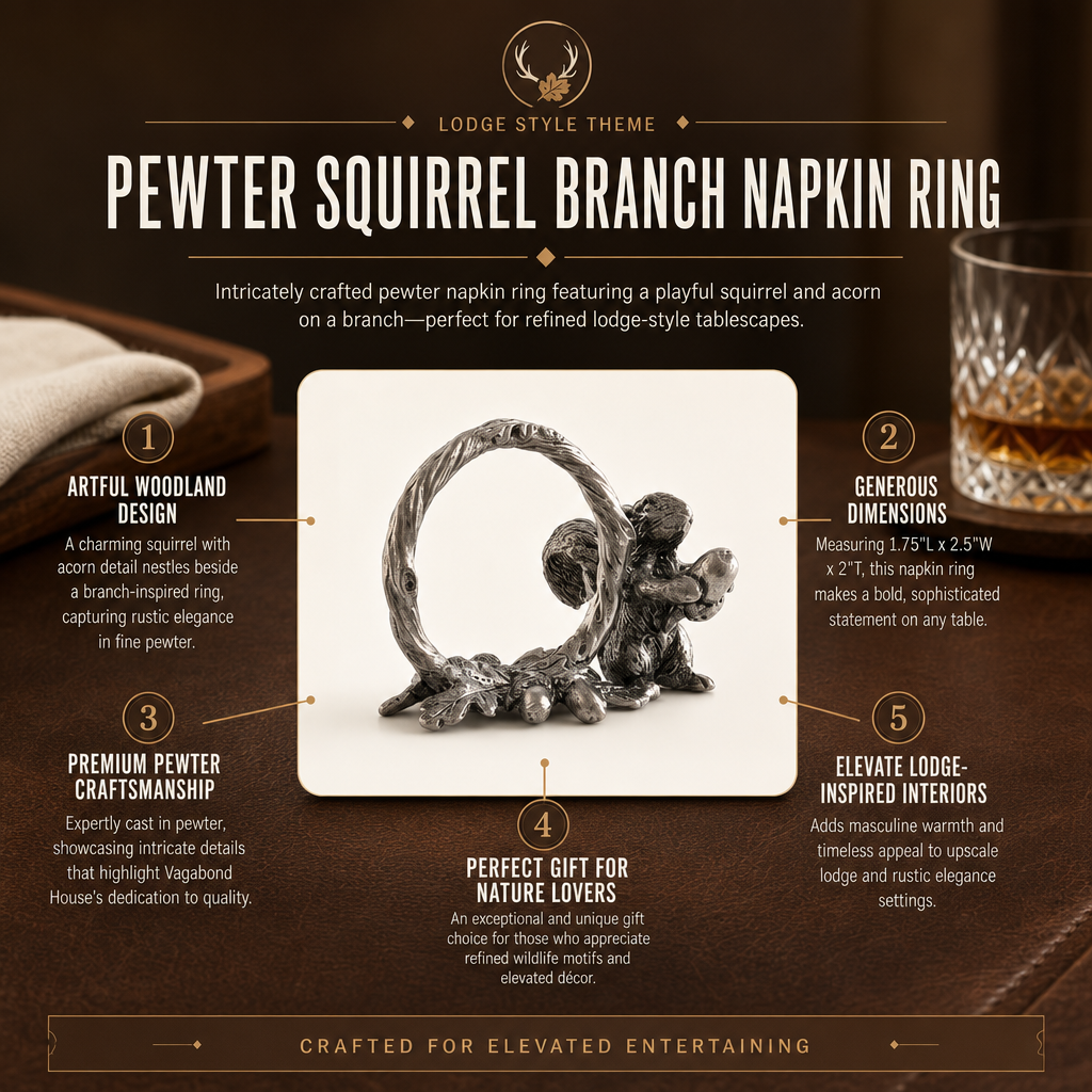 Pewter Squirrel Branch Napkin Ring 1